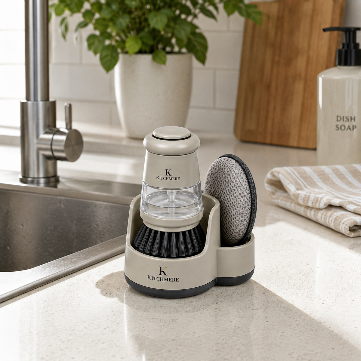Kitchmere Soap Dispensing Dish Brush with Holder