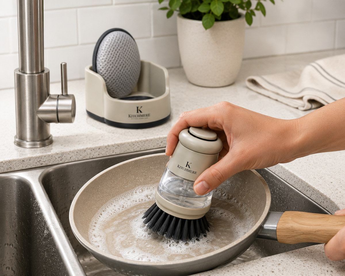 Kitchmere Soap Dispensing Dish Brush with Holder