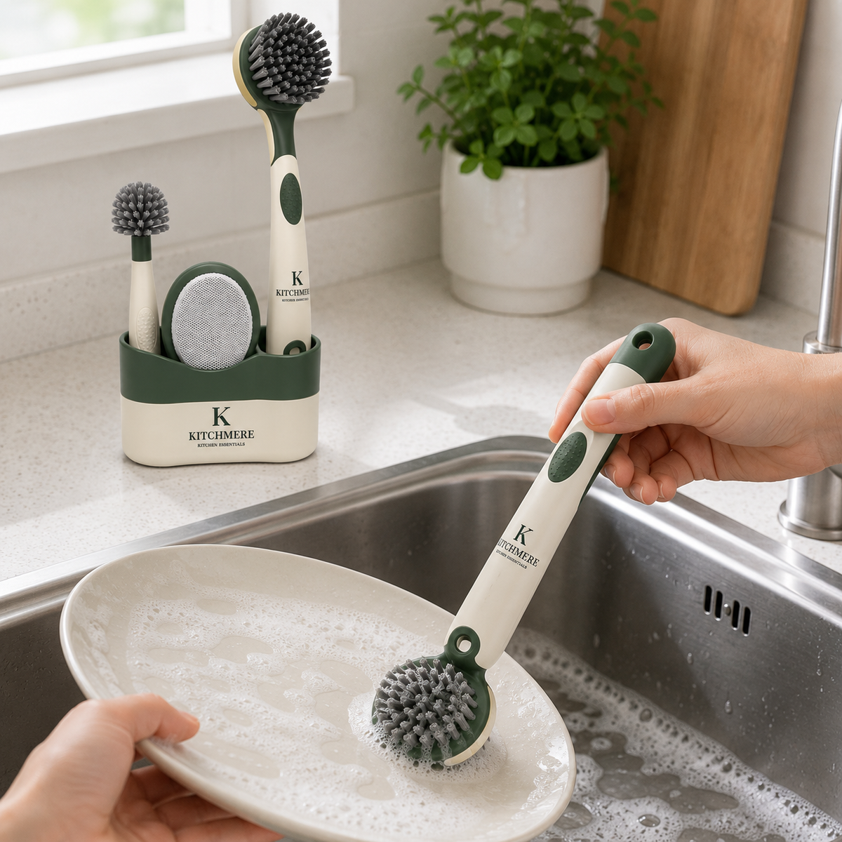 Kitchmere Dish Brush Set with Caddy